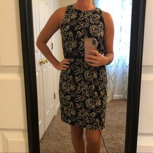 Tan and Black Print Loft Dress